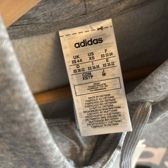 NWT adidas Women's Essentials Linear Pullover Hoodie GRAY/LIGHT PINK XS - Picture 12 of 12